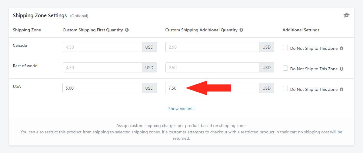 Customizing Shipping Rates ​for Each Shipping Class