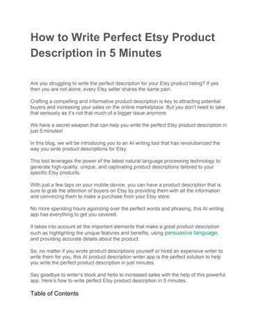 Crafting​ Compelling Product Descriptions with AI